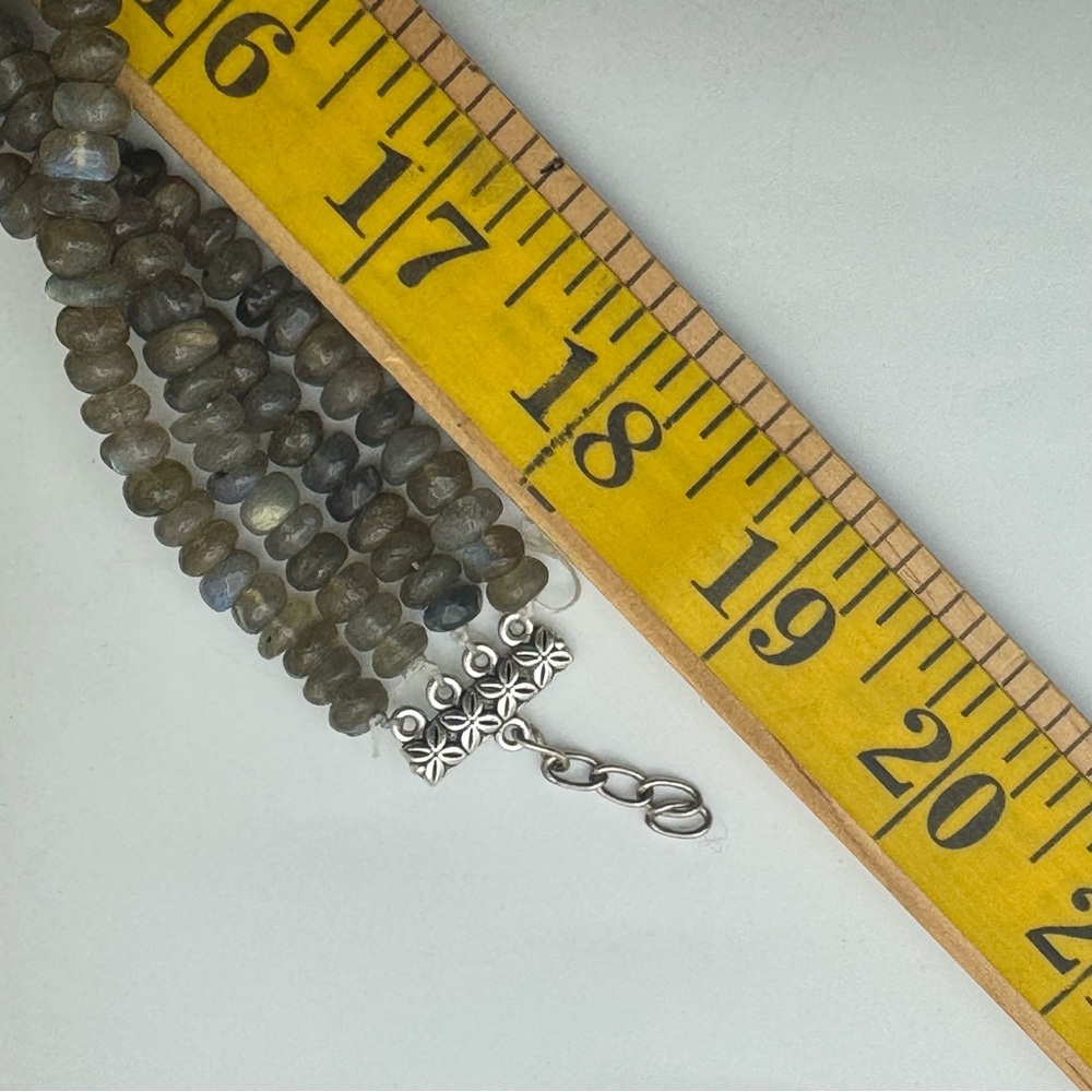 Multi-Strand Labradorite Rondelle Beaded Statement Necklace - Picture 5 of 7